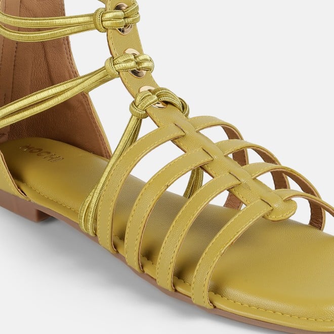 Mochi Women Yellow Casual Gladiators (SKU: 33-1344-33-37)