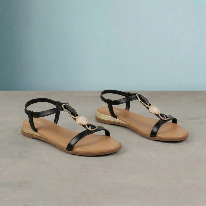 Mochi Women Black Casual Sandals