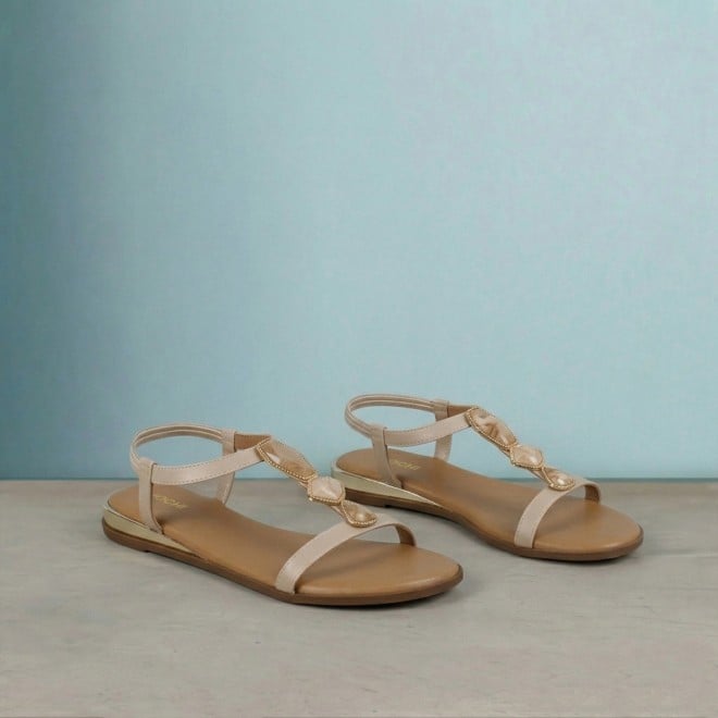 Mochi Women Beige Casual Sandals
