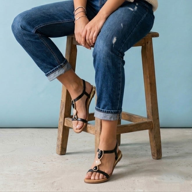 Mochi Women Black Casual Sandals (SKU: 33-1349-11-36)