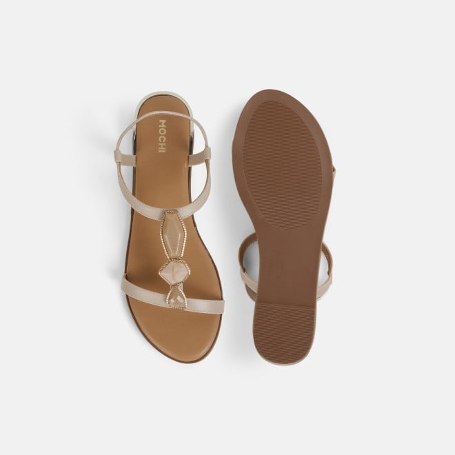 Mochi Women Beige Casual Sandals (SKU: 33-1349-20-36)
