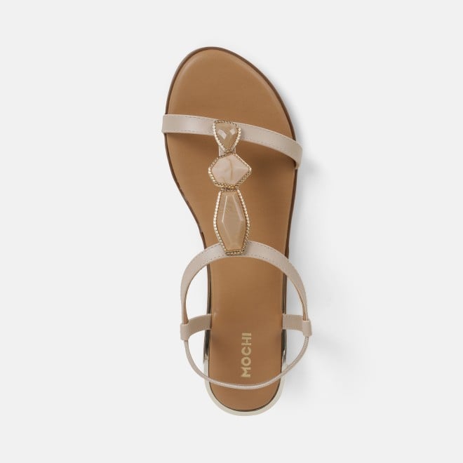 Mochi Women Beige Casual Sandals (SKU: 33-1349-20-36)
