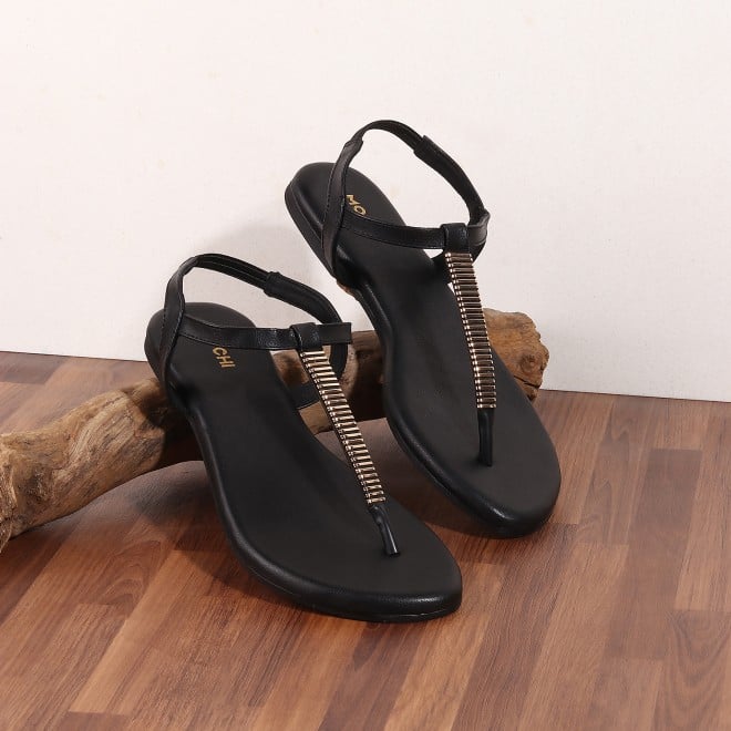 Mochi Women Black Casual Sandals