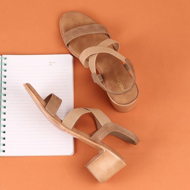Mochi Women Beige Casual Sandals