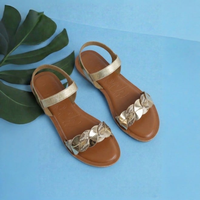 Mochi Women Gold Casual Sandals