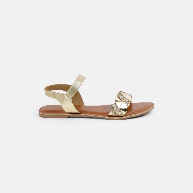Mochi Women Gold Casual Sandals (SKU: 33-1516-15-36)