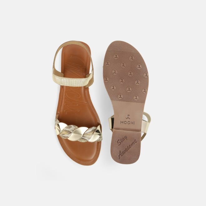 Mochi Women Gold Casual Sandals (SKU: 33-1516-15-36)