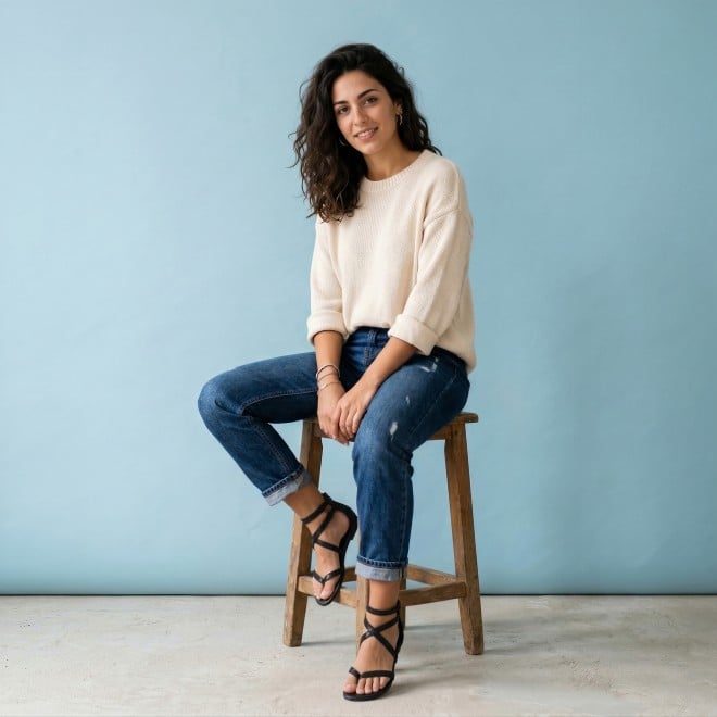 Mochi Women Black Casual Gladiators (SKU: 33-1529-11-36)