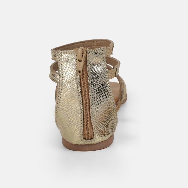 Mochi Women Gold Casual Gladiators (SKU: 33-1529-15-36)