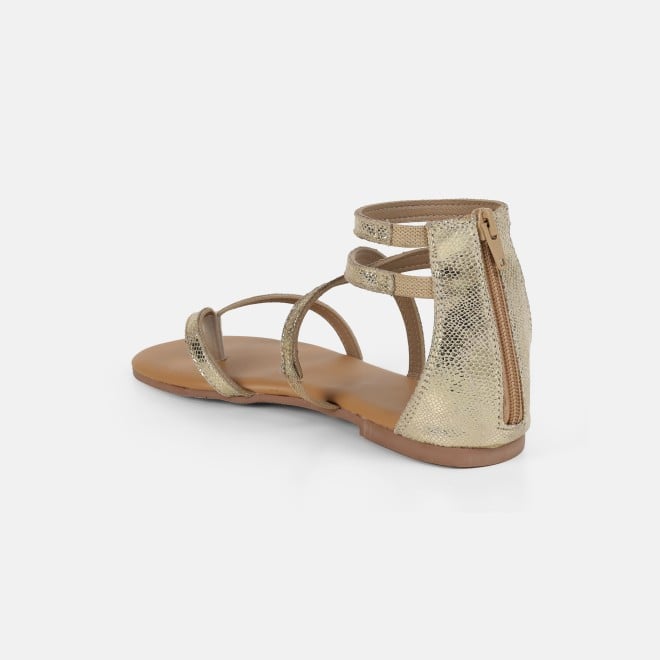 Mochi Women Gold Casual Gladiators (SKU: 33-1529-15-36)