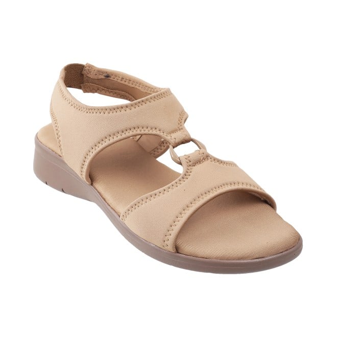 Mochi Women Beige-red Casual Sandals