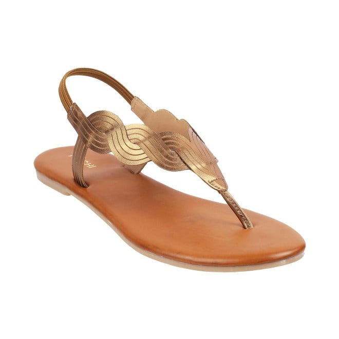 Mochi Women Antique-Gold Casual Sandals