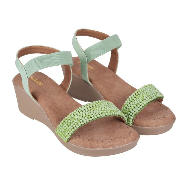 Mochi Women Green Casual Sandals