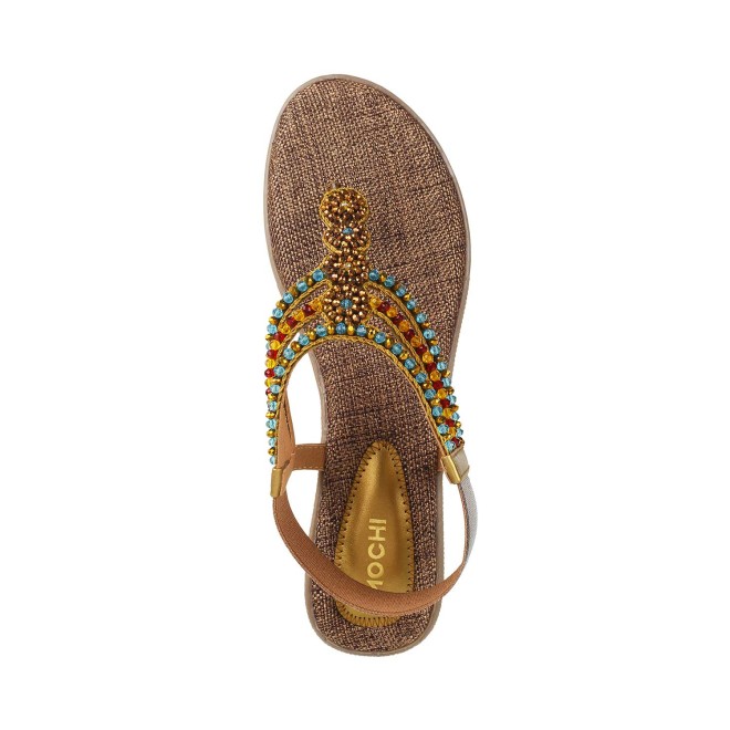 Mochi Women Antic Gold Fashion Sandals-7 UK (40 EU) (35-3786