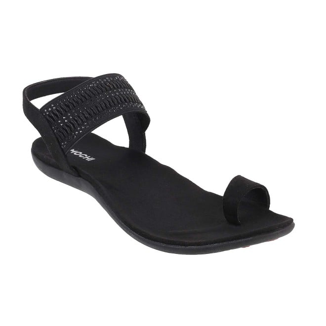 Mochi Women Black-Pat Casual Sandals