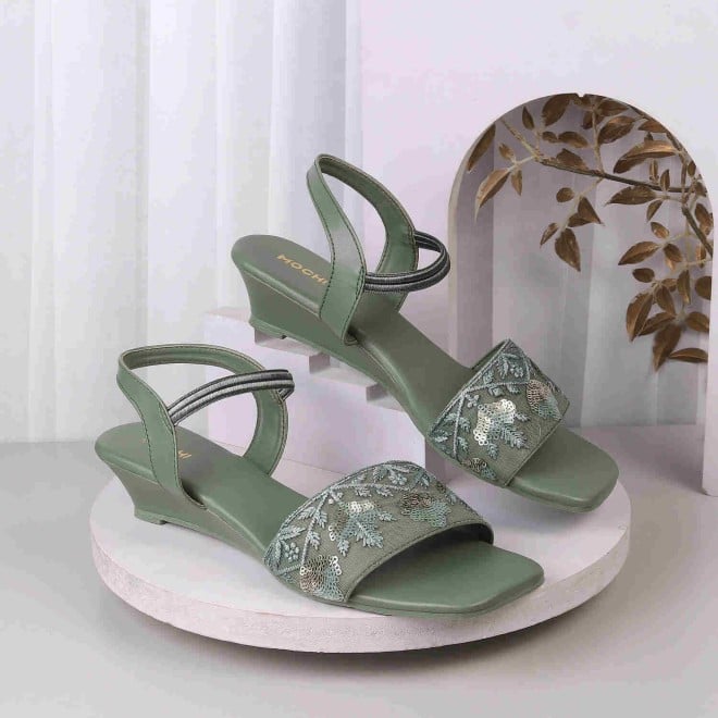 Mochi Women Green Casual Sandals (SKU: 33-625-21-36)