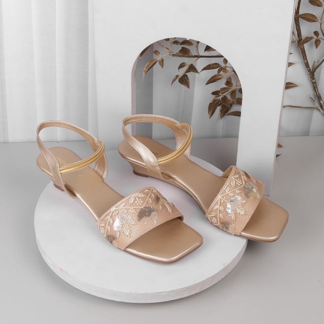 Mochi Women Gold Casual Sandals