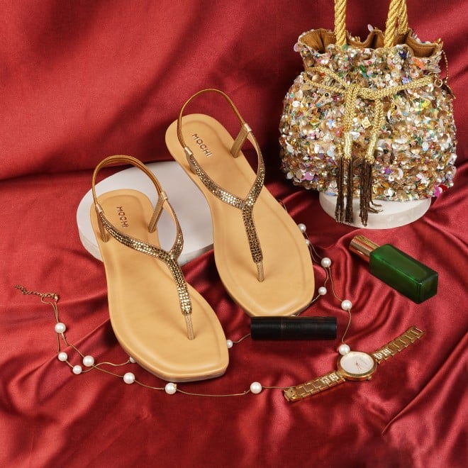 Mochi Women Antic-gold Casual Sandals