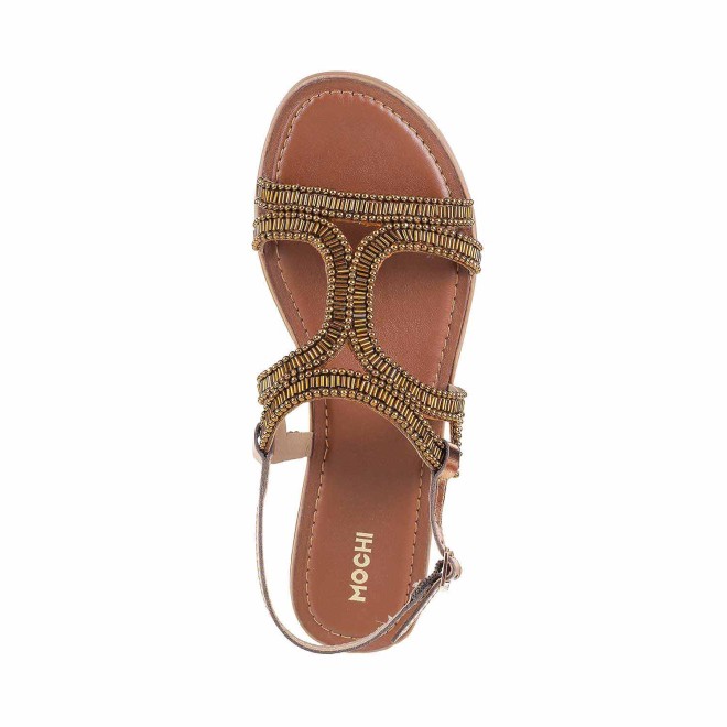Buy Mochi Women Bronze Ethnic Sandals Online
