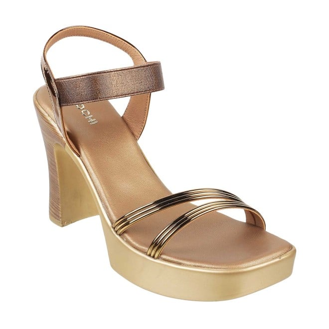 Mochi Women Antique-Gold Casual Sandals