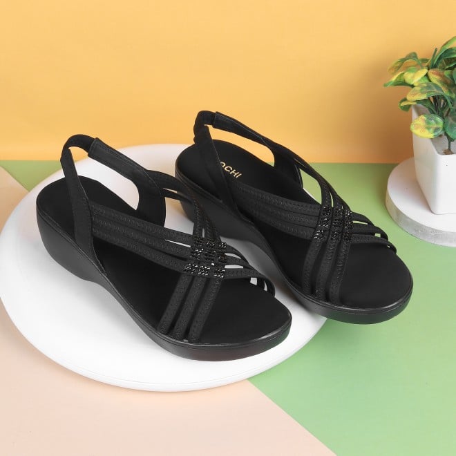 Mochi Women Black Casual Sandals