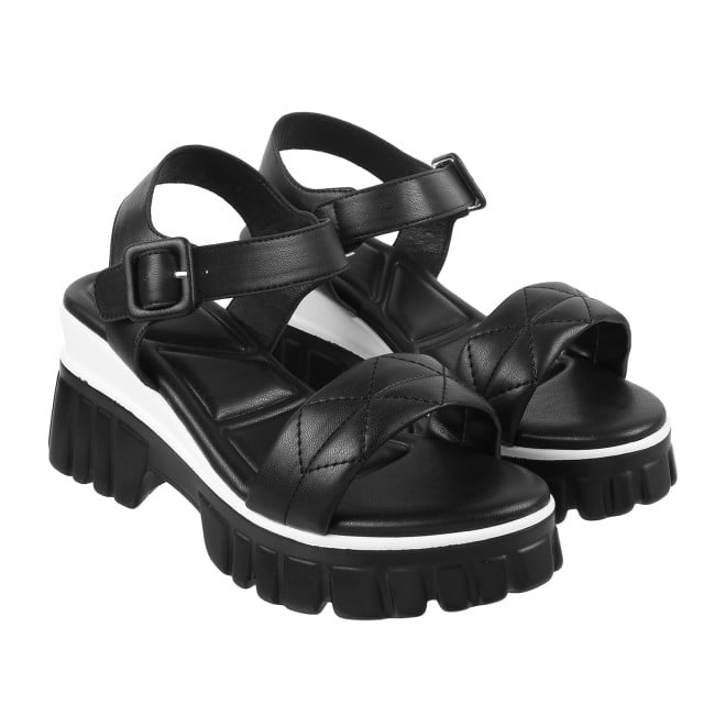 Mochi Women Black Casual Sandals