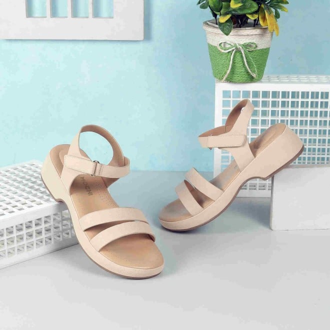 Mochi Women Beige Casual Sandals (SKU: 33-790-20-36)