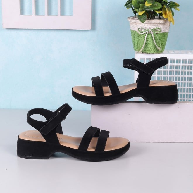 Mochi Women Black Casual Sandals