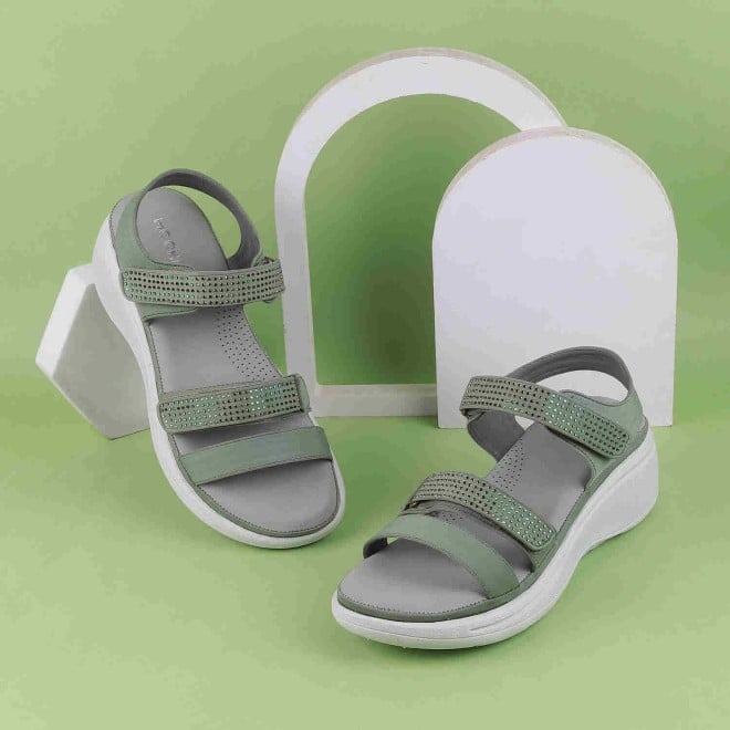 Mochi Women Green Casual Sandals (SKU: 33-809-21-36)