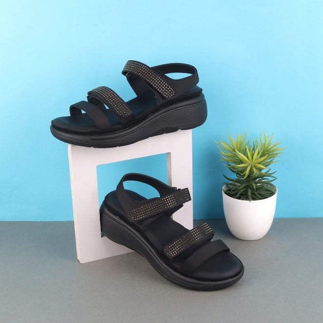 Mochi Women Black Casual Sandals