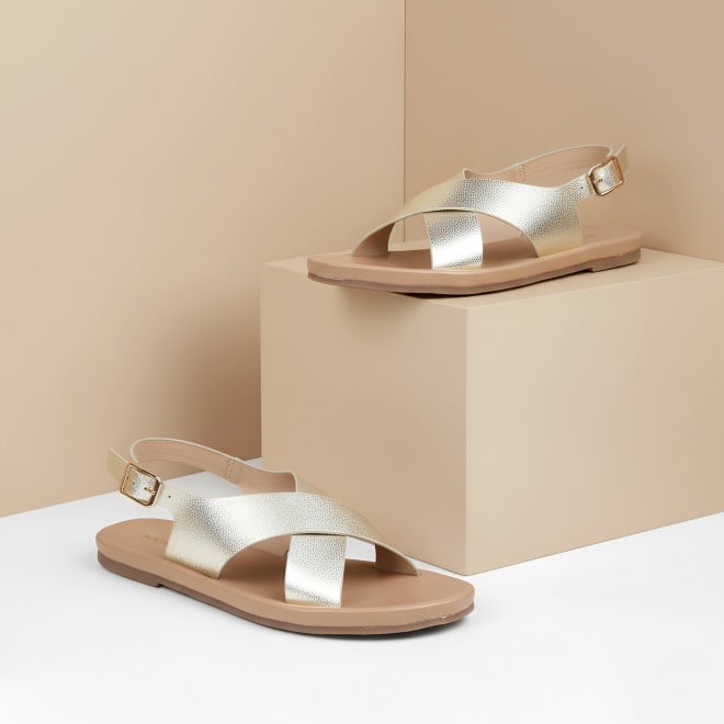 Mochi Women Gold Casual Sandals