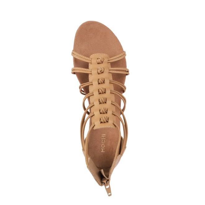 Mochi Women Beige Casual Gladiators (SKU: 33-881-20-36)