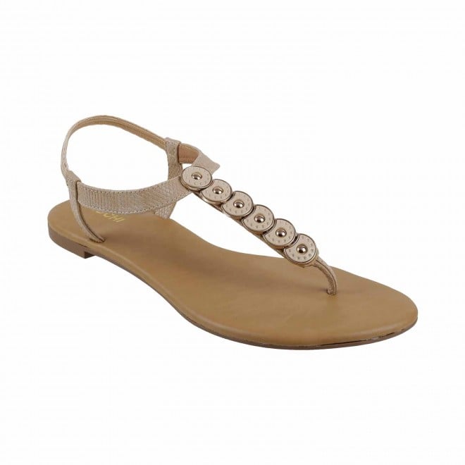 Mochi Beige Casual Sandals for Women