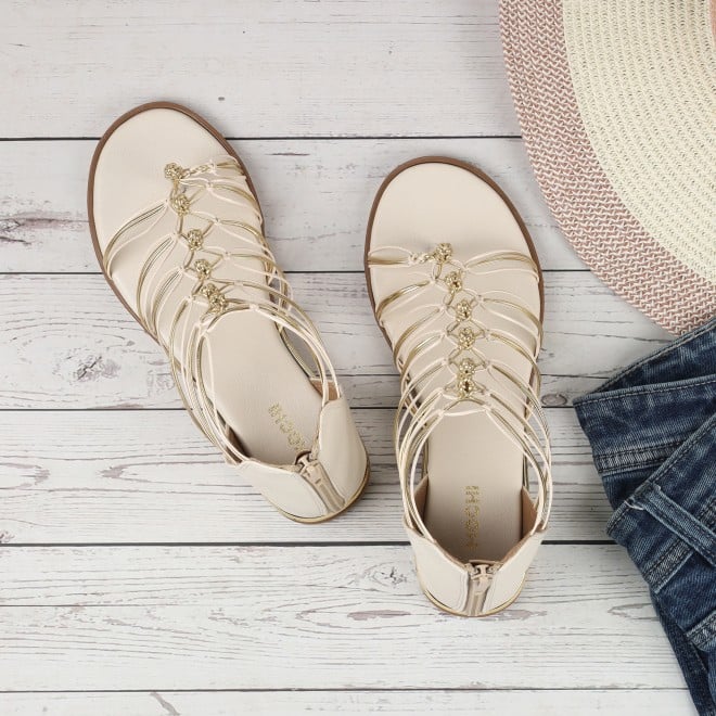 Mochi Women Beige Casual Gladiators