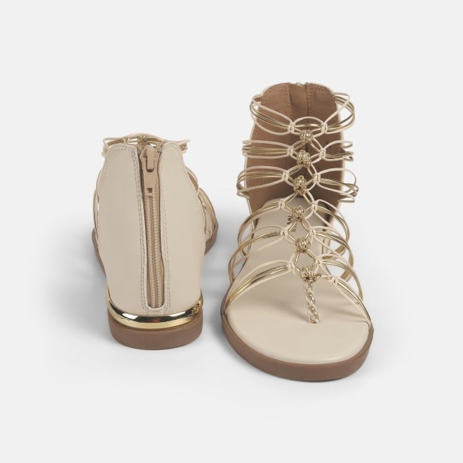 Mochi Women Beige Casual Gladiators (SKU: 33-901231-20-37)