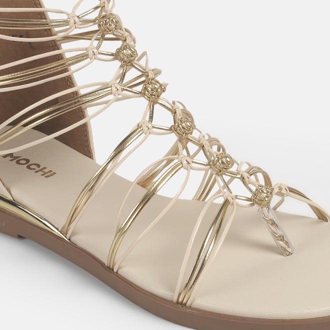 Mochi Women Beige Casual Gladiators (SKU: 33-901231-20-37)