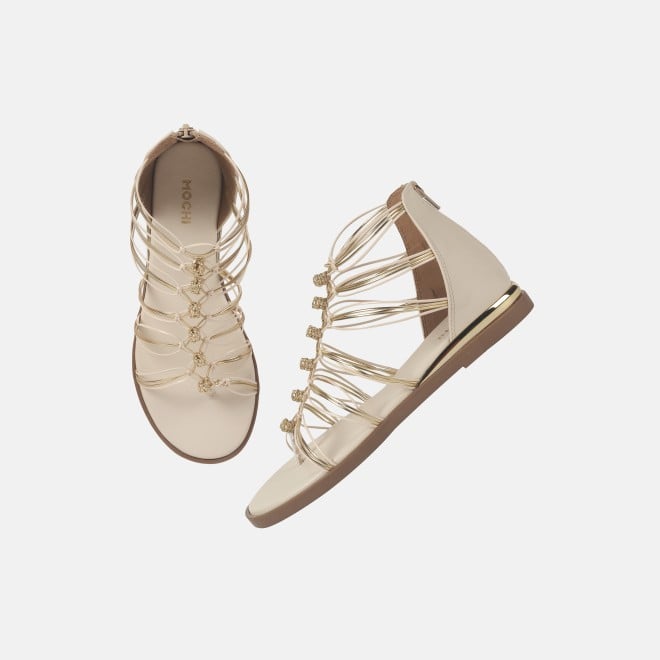 Mochi Women Beige Casual Gladiators (SKU: 33-901231-20-37)
