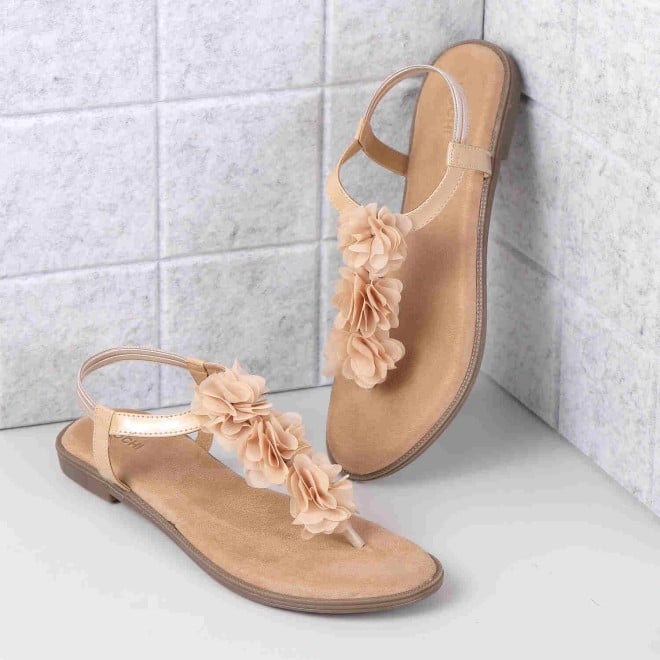 Mochi Women Beige Casual Sandals