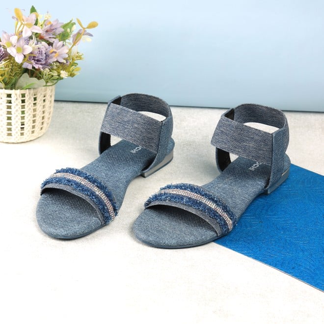 Mochi Women Blue Casual Sandals