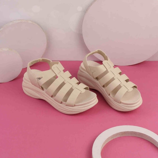 Mochi Women Beige Casual Sandals