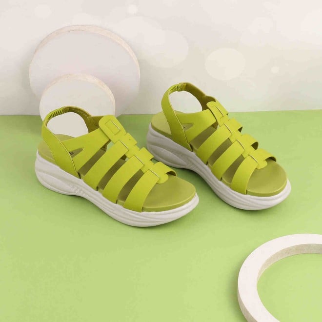 Mochi Women Green Casual Sandals