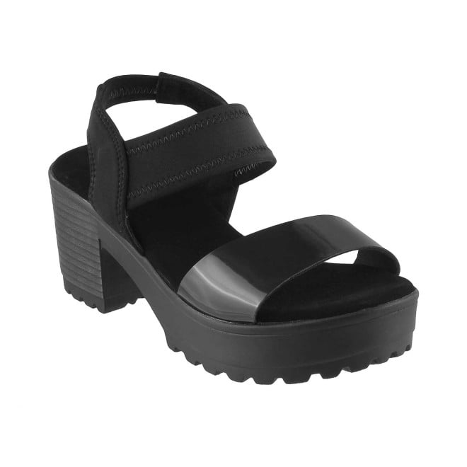 Mochi Black Casual Sandals for Women