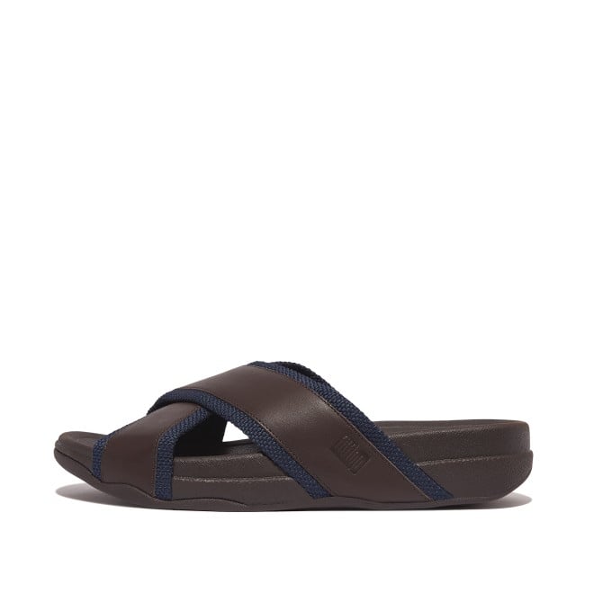 Fitflop Surfer Men Webbing Leather Cross Slides