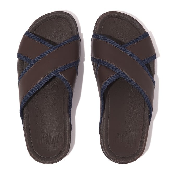 Fitflop Surfer Men Webbing Leather Cross Slides (SKU: 338-393-12-10)