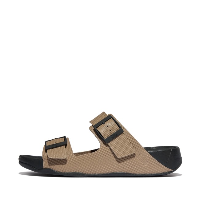 Fitflop Gogh Moc Mens Buckle Embossed-Leather Slides