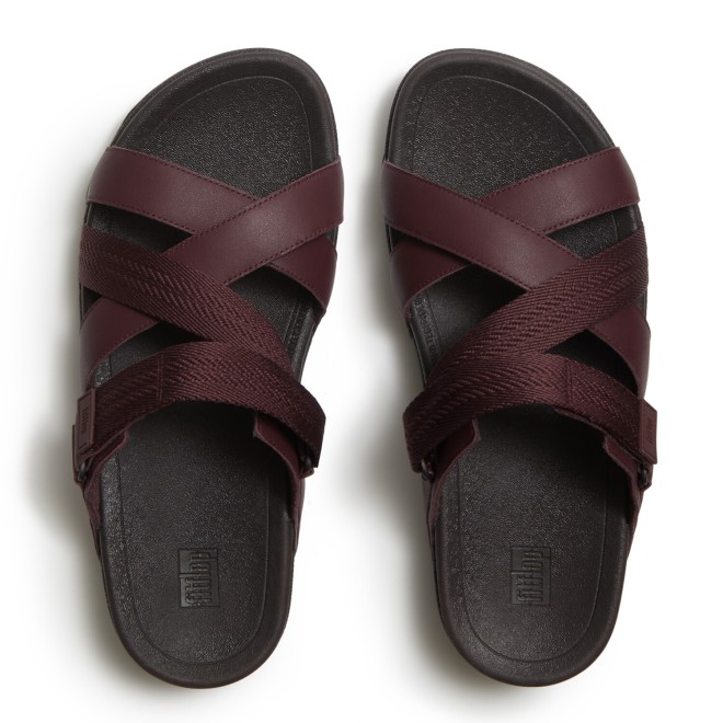 Fitflop Adonis Mens Adjustable Leather-Webbing Slides (SKU: 338-434-19-7)