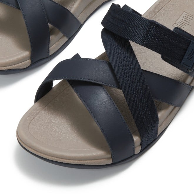 Fitflop Adonis Mens Adjustable Leather-Webbing Slides (SKU: 338-434-17-7)