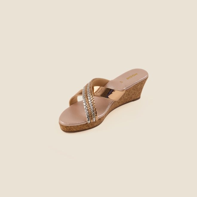 Mochi Women Antique-Gold Casual Slip Ons (SKU: 34-1-28-36)