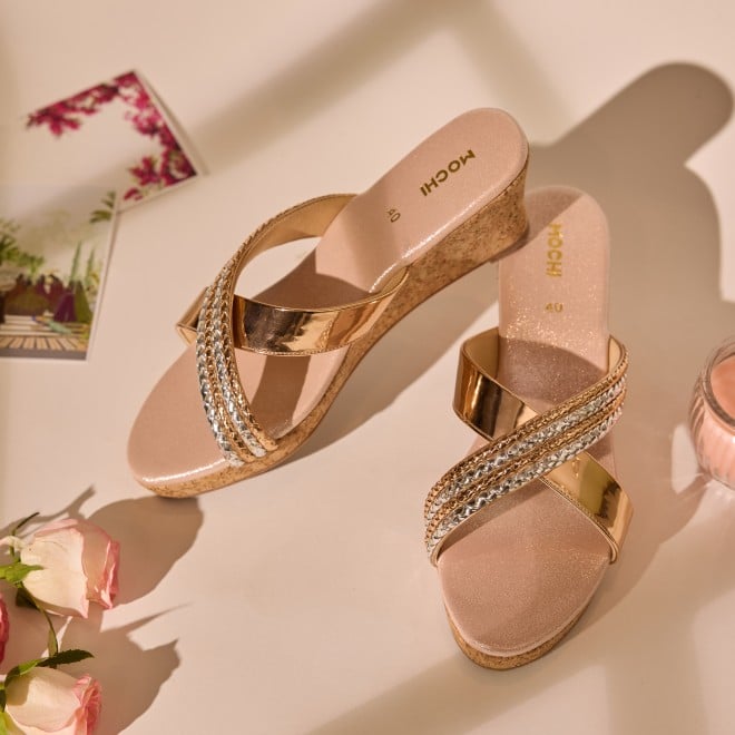 Mochi Women Antique-Gold Casual Slip Ons (SKU: 34-1-28-36)