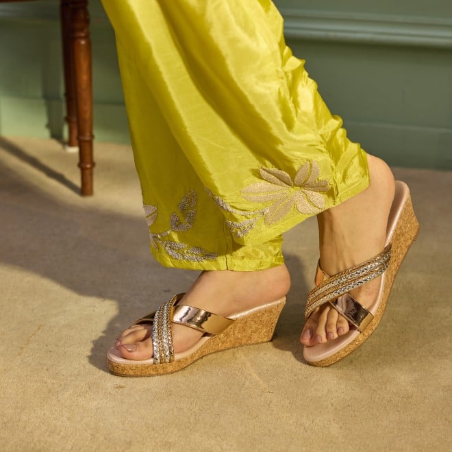 Mochi Women Antique-Gold Casual Slip Ons (SKU: 34-1-28-36)